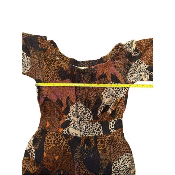 Farm Rio for Anthropologie Animalia Mirana Jumpsuit XS Jumper Romper in Brown Mo - Picture 4 of 14